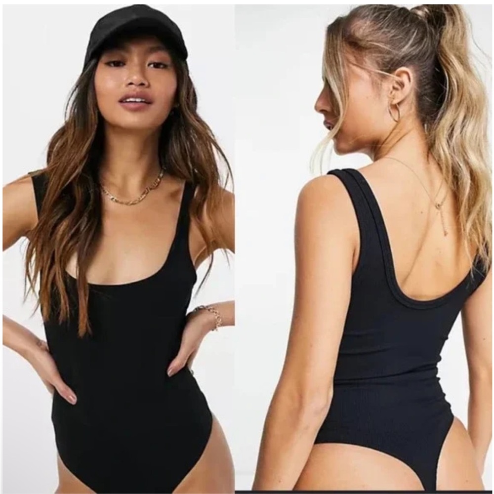 Abercrombie & Fitch | Smooth Black One Piece Thong Cotton Bodysuit | Size Small